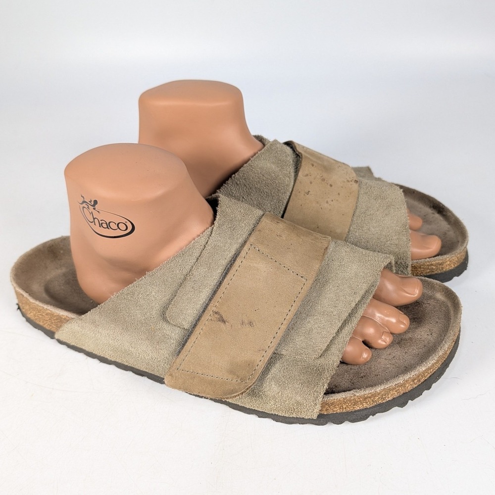 Birkenstock Kyoto Mens Suede Slide Sandals Brown Cork Footbed Size 12